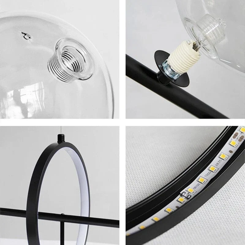 Lucian Bubble Chandelier By Euroselle Aluminum And Hand-Blown Glass Pendant Light