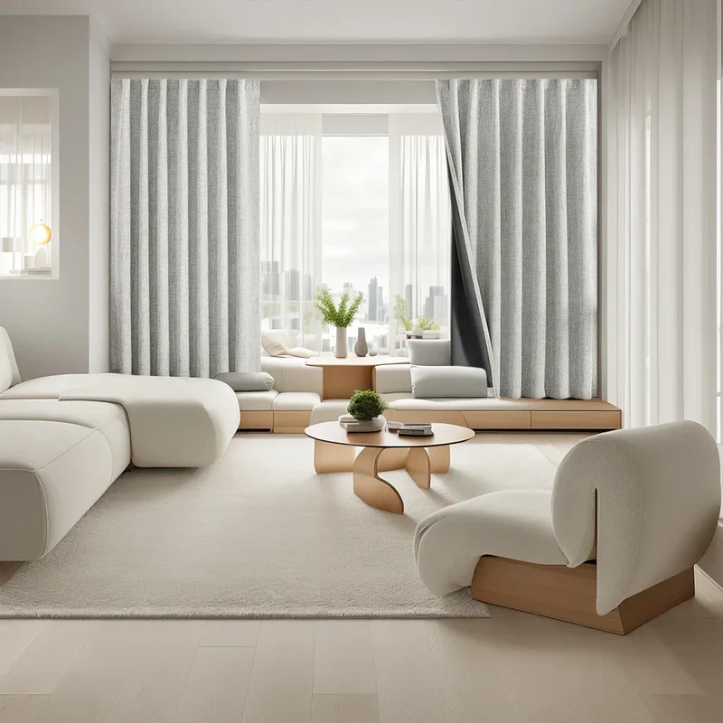 Euroselle NOCTAVIA 2 Panel 100% Blackout Linen Curtains With Tiebacks for Bedroom and Living Room