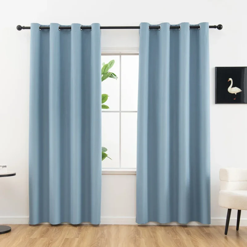 Euroselle 100% Blackout Curtains With Coated Lining For Bedroom And Living Room