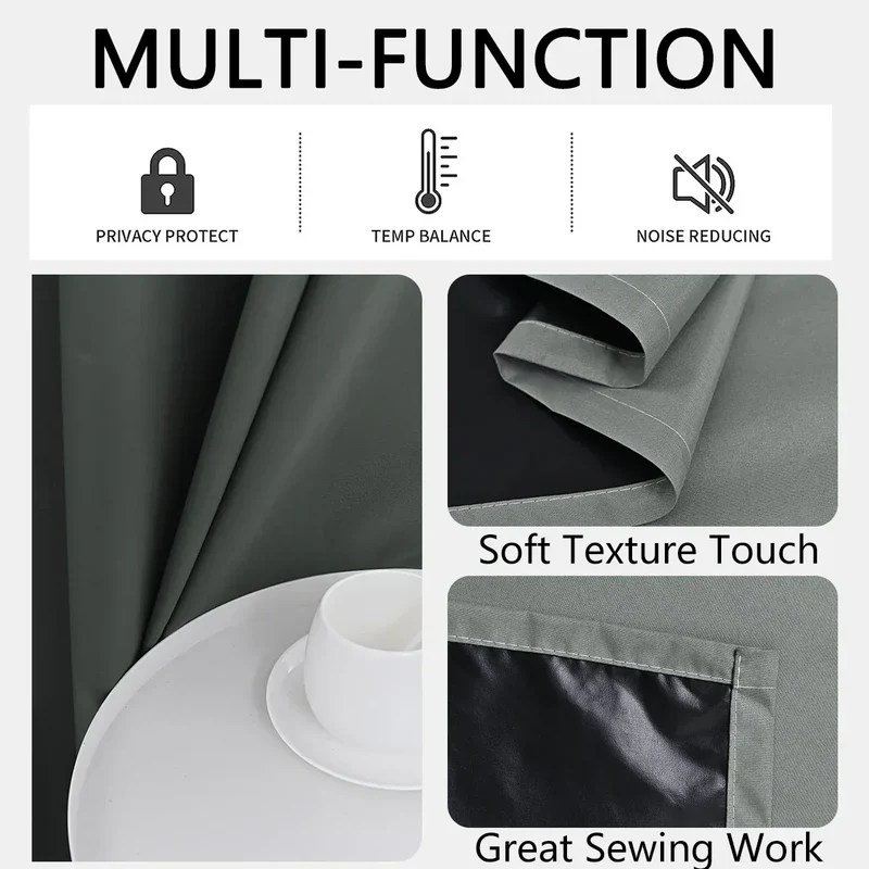 Euroselle 100% Blackout Curtains With Coated Lining For Bedroom And Living Room
