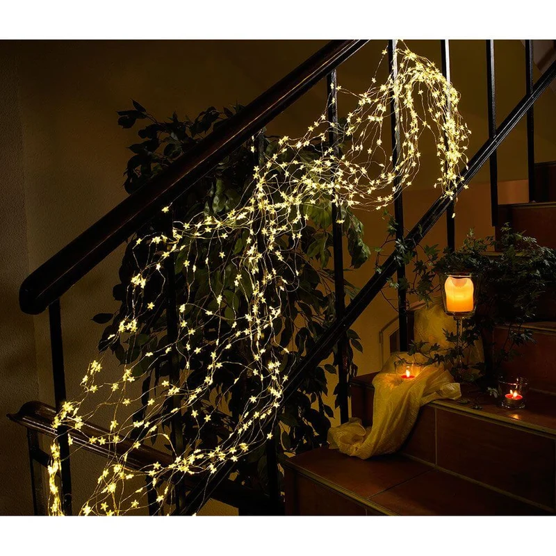 LED Sternenlametta 10 Stränge mit 20 Dioden 200 Warmweiße Dioden