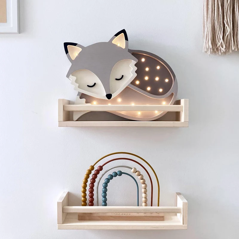 Handgemachte LED Holzlampe Fuchs, 29 x 36 cm