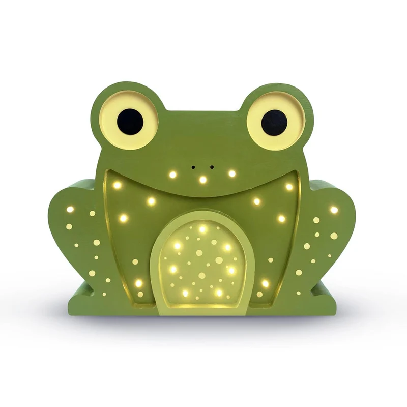 Handgemachte LED Holzlampe Frosch, 26,5 x 35 cm