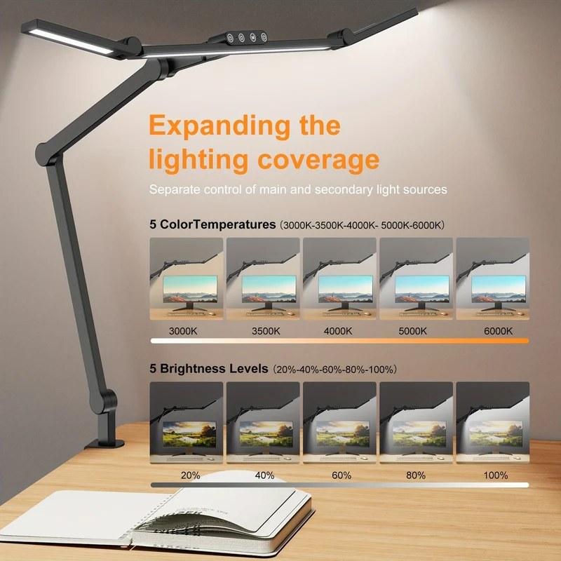 Euroselle Three-Head Clampable LED Desk Lamp From Euroselle