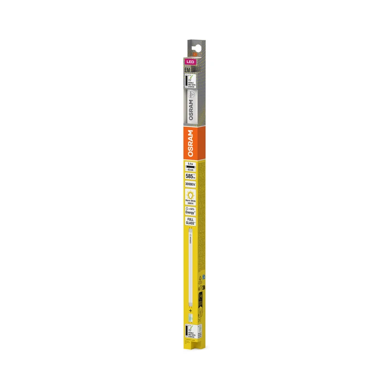 OSRAM LED TUBE T8 EM in Röhre, zweiseitig gesockelt-Form, LED-Röhre, Bleifreies Glas, Matt, 5,4 W, (ex 15 W), 585 lm, Warmweiß, 3000 K, 30000 h, CRI 80