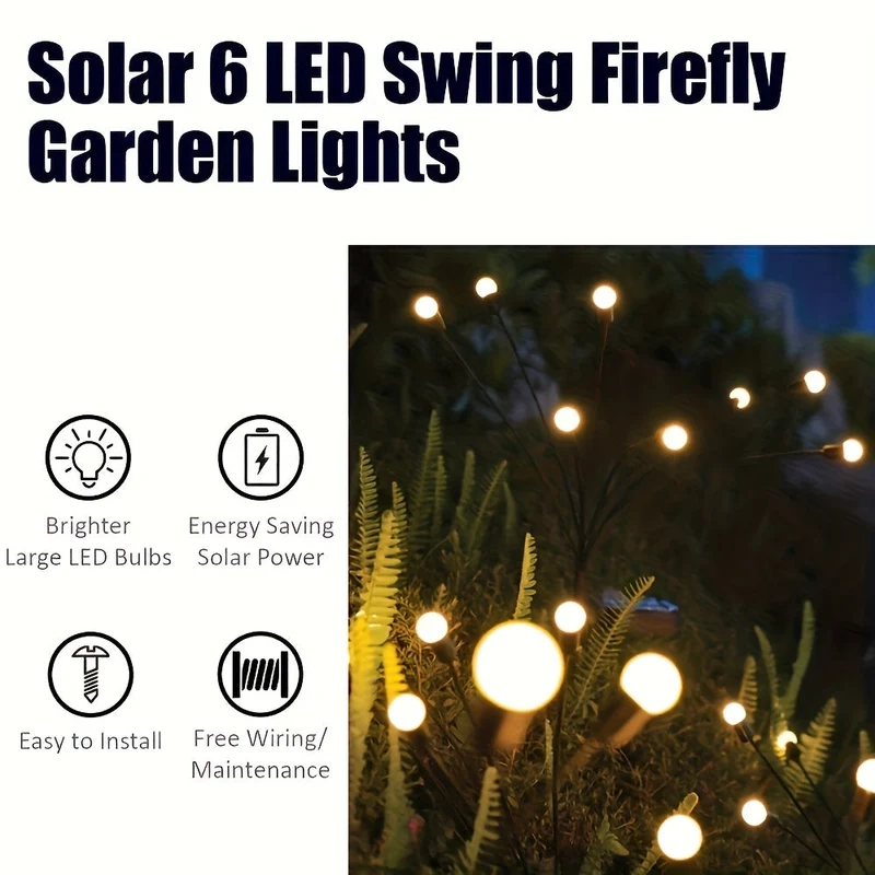 Euroselle 6/8/10 LED Solar Firefly Ground Lights for Garden and Festival Decor