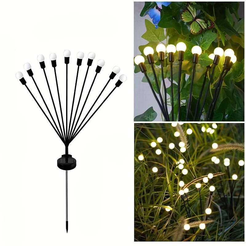Euroselle 6/8/10 LED Solar Firefly Ground Lights for Garden and Festival Decor