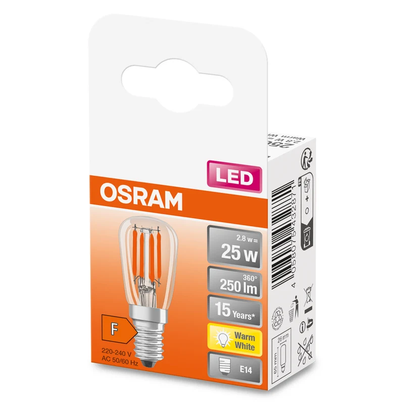 OSRAM LED Lampe LED SPECIAL T26 2.8W 827 Clear E14, 250 lm, 2700 K, Warmweiß