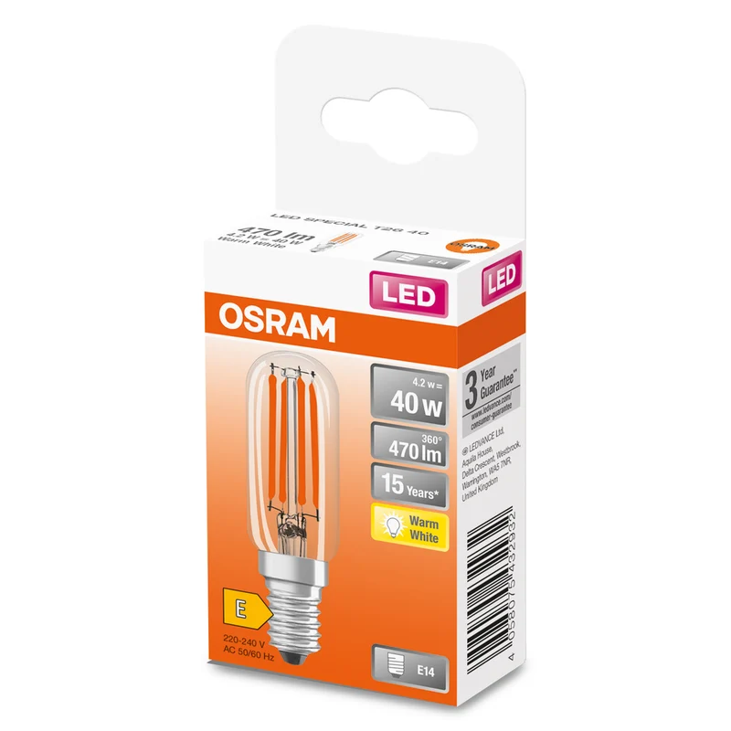 OSRAM LED Lampe LED SPECIAL T26 4.2W 827 Clear E14, 470 lm, 2700 K, Warmweiß