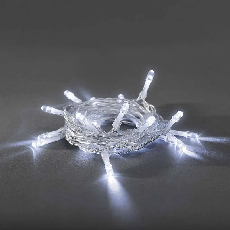 LED Lichterkette Timer 30 Kaltweiße Dioden batteriebetrieben
