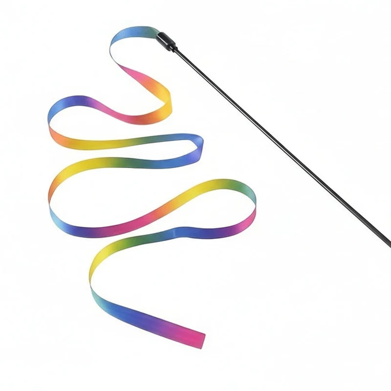 Euroselle Ribbon Teaser Wand For Engaging Cat Playtime