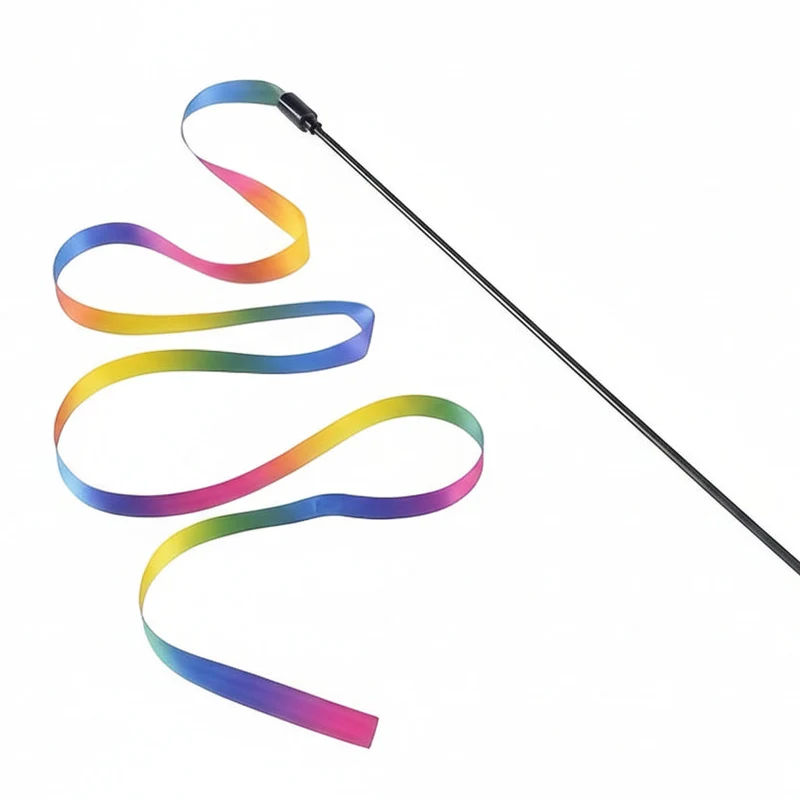 Euroselle Ribbon Teaser Wand For Engaging Cat Playtime