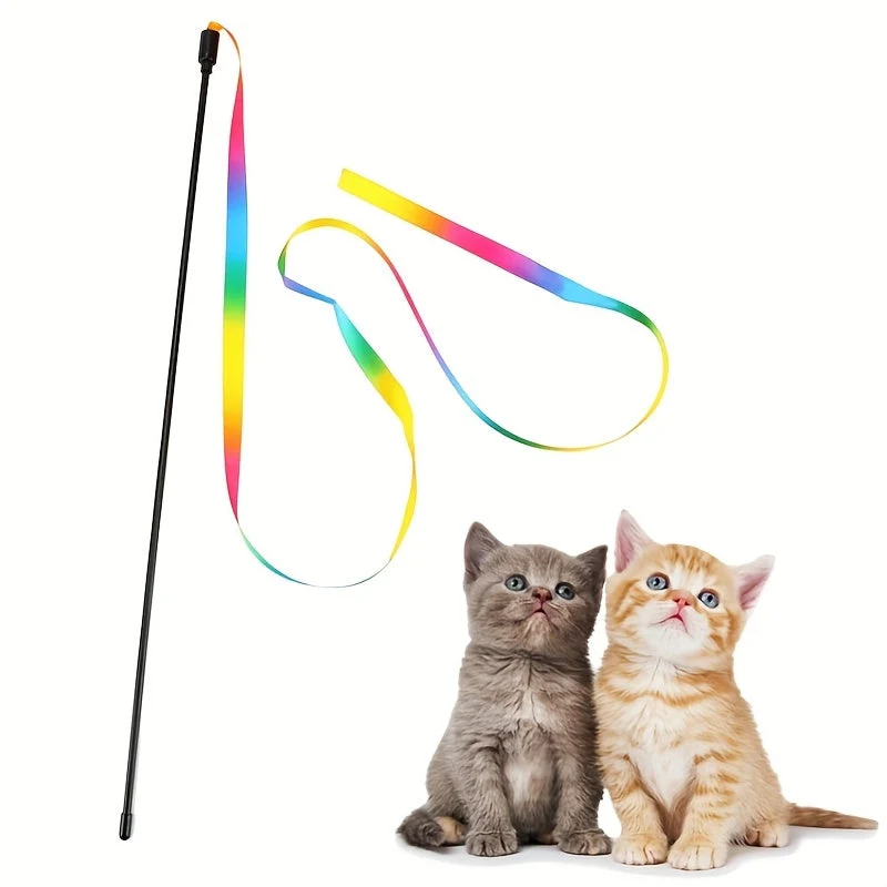 Euroselle Ribbon Teaser Wand For Engaging Cat Playtime