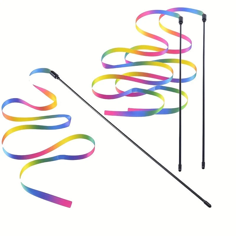 Euroselle Ribbon Teaser Wand For Engaging Cat Playtime