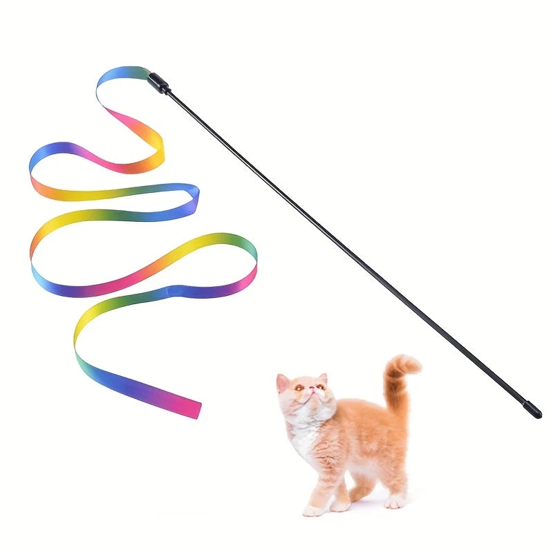 Euroselle Ribbon Teaser Wand For Engaging Cat Playtime