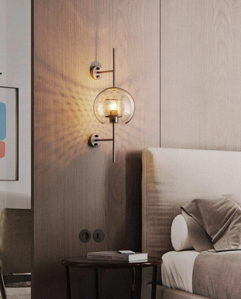 Adriel Modern Honeycomb Brass and Glass Wall Sconce By Euroselle