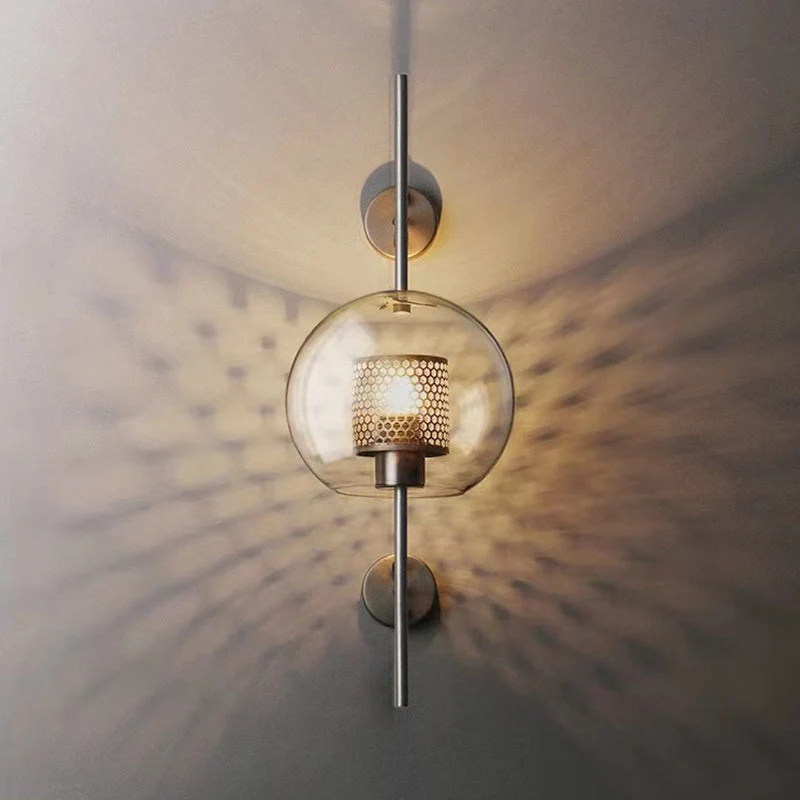 Adriel Modern Honeycomb Brass and Glass Wall Sconce By Euroselle