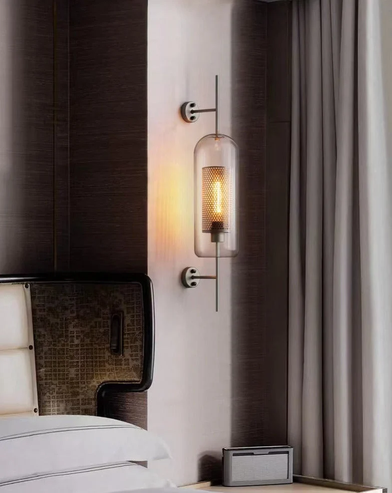 Adriel Modern Honeycomb Brass and Glass Wall Sconce By Euroselle