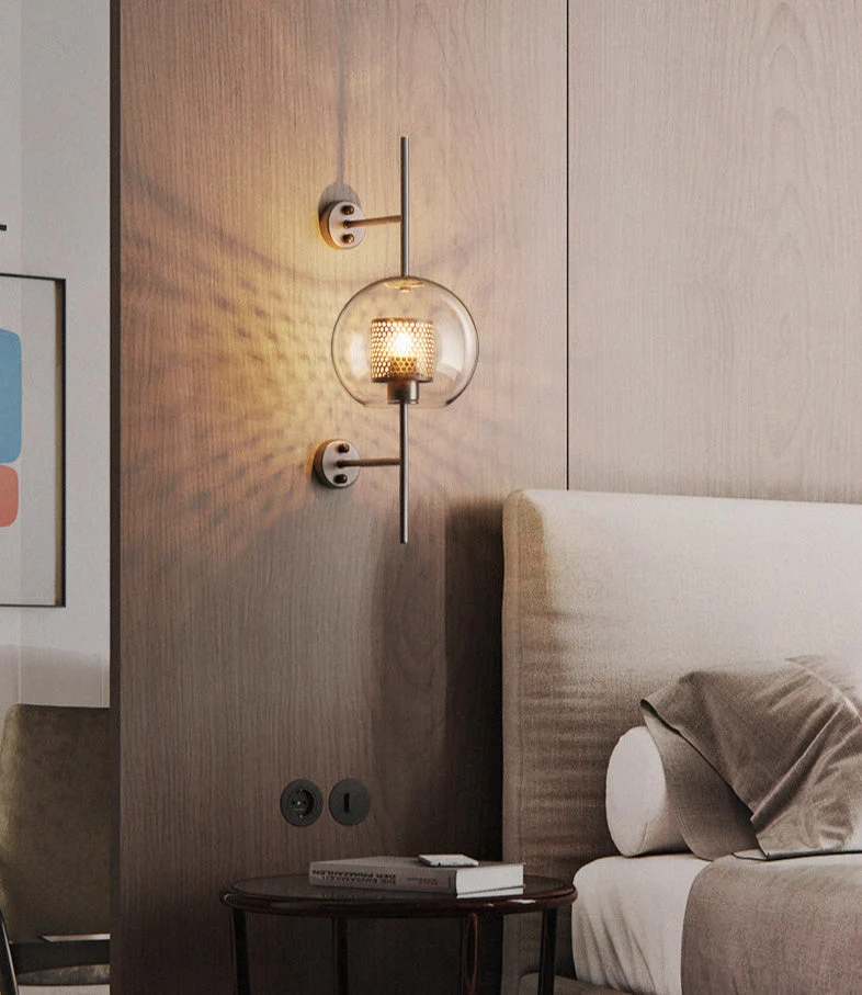 Adriel Modern Honeycomb Brass and Glass Wall Sconce By Euroselle