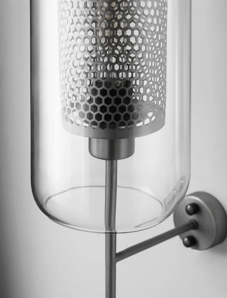 Adriel Modern Honeycomb Brass and Glass Wall Sconce By Euroselle