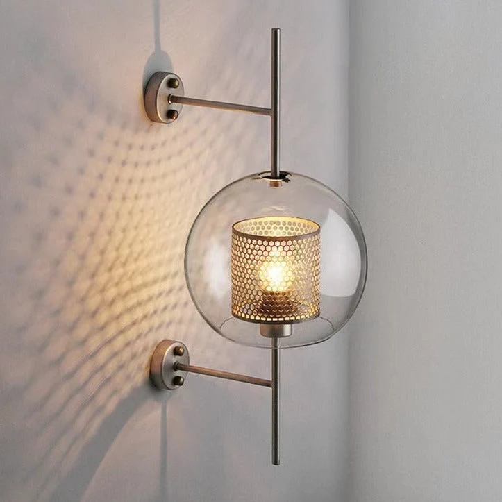Adriel Modern Honeycomb Brass and Glass Wall Sconce By Euroselle