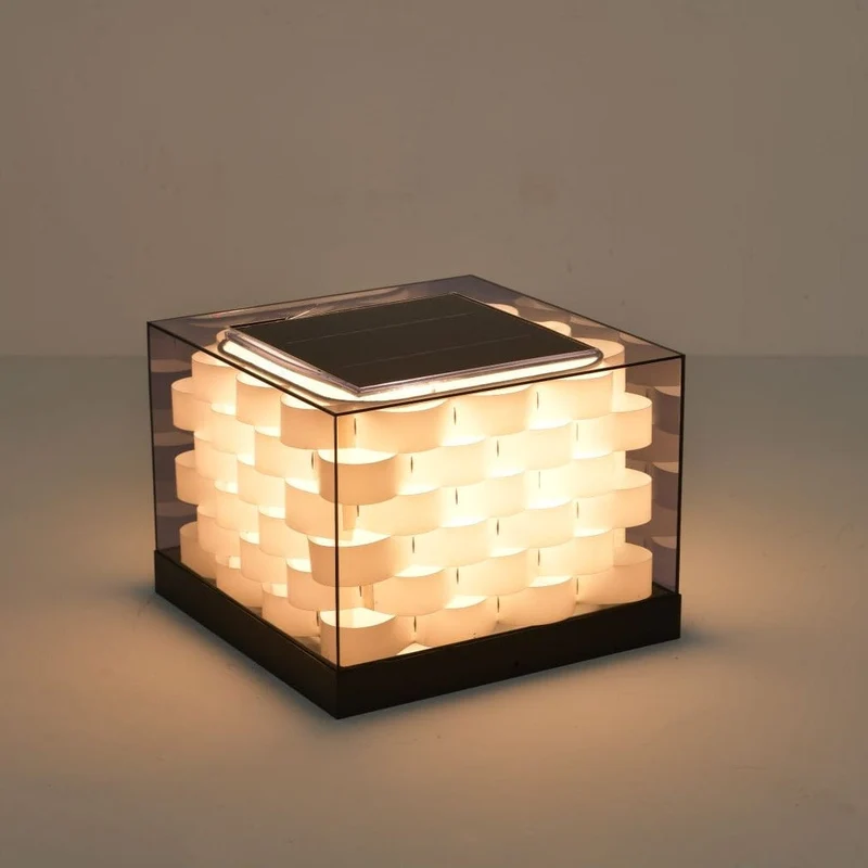 Euroselle Cubed Weave Outdoor Solar Light For Garden And Patio
