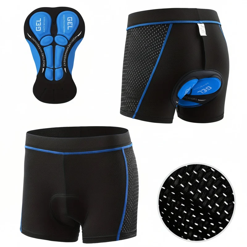 Euroselle Elastic Waistband Bike Shorts for Men, All-Season Mountain and Road Riding