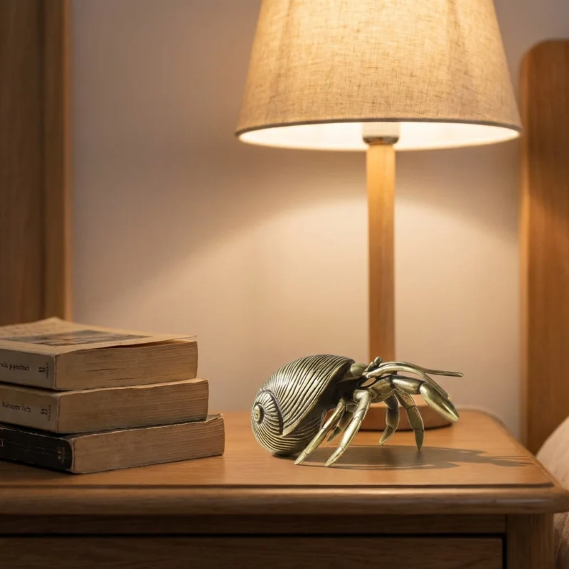 Artisan Brass Hermit Crab Sculpture Handcrafted Coastal Accent Euroselle