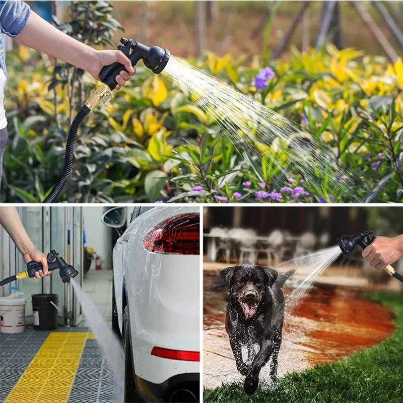 Euroselle 100Ft Expandable Garden Hose With 8 Spray Patterns For Easy Watering