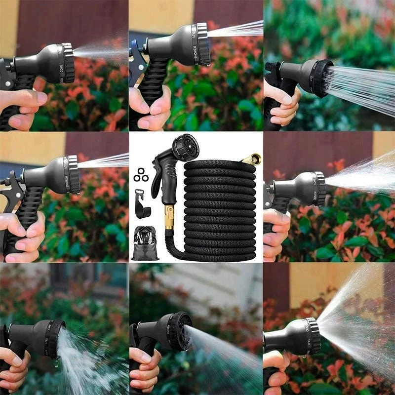 Euroselle 100Ft Expandable Garden Hose With 8 Spray Patterns For Easy Watering