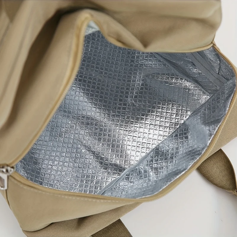 Euroselle Square Zipper Lunch Box With Durable Aluminum Foil Lining
