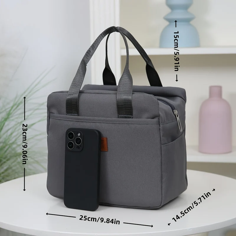 Euroselle Square Zipper Lunch Box With Durable Aluminum Foil Lining