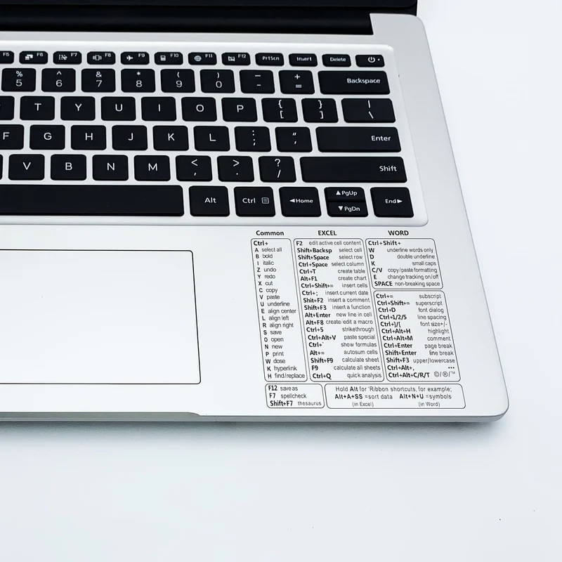 Euroselle Transparent PVC Keyboard Shortcut Overlay for Excel, Word and Windows Quick Reference