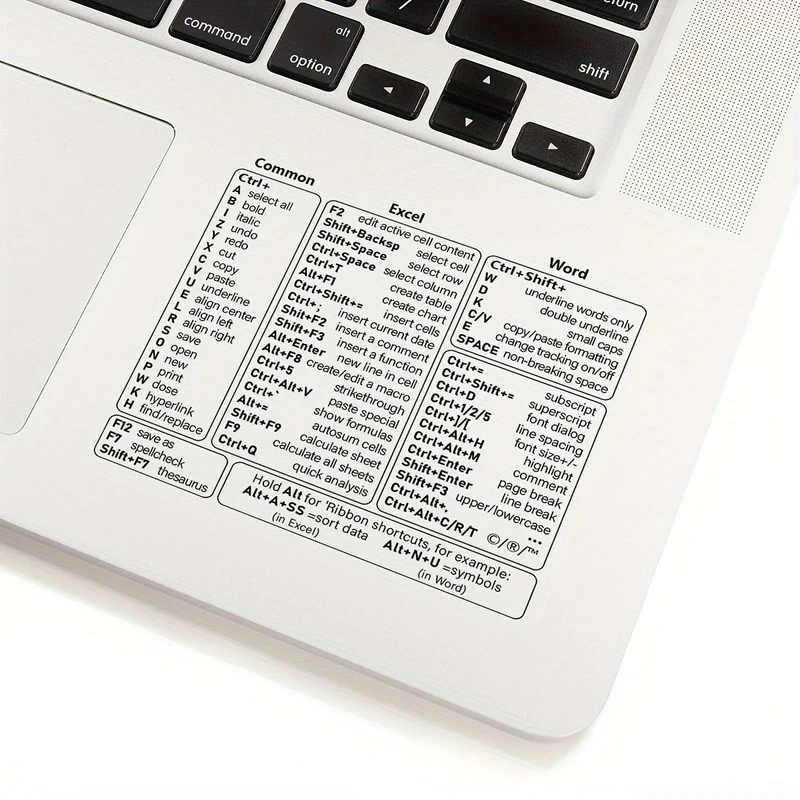 Euroselle Transparent PVC Keyboard Shortcut Overlay for Excel, Word and Windows Quick Reference