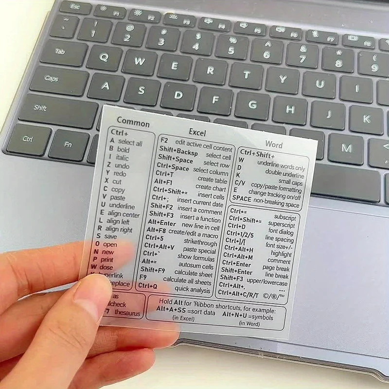 Euroselle Transparent PVC Keyboard Shortcut Overlay for Excel, Word and Windows Quick Reference