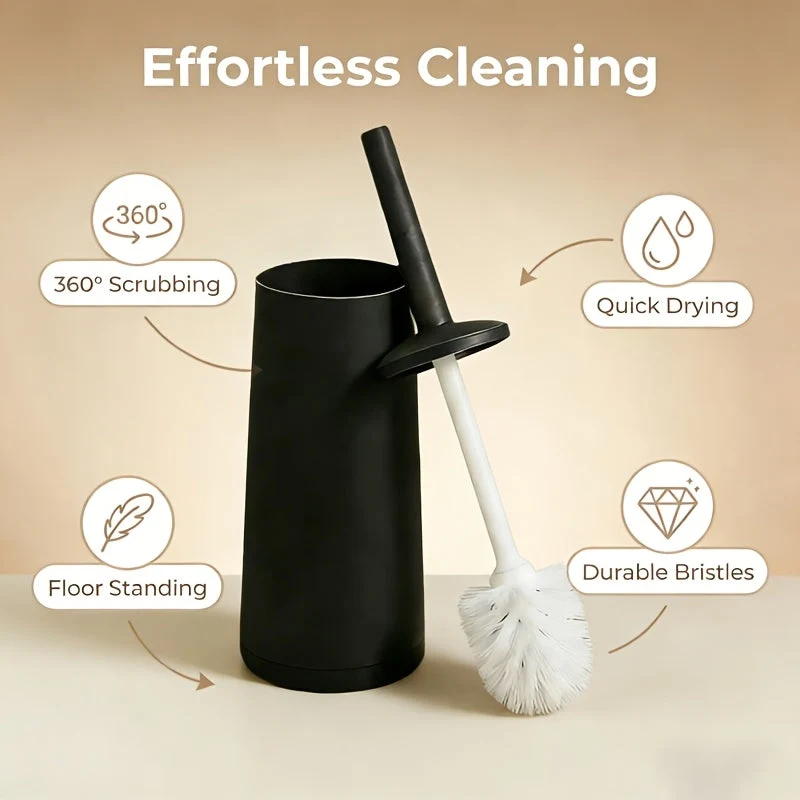 Euroselle European Style Toilet Brush Set With Storage Bin