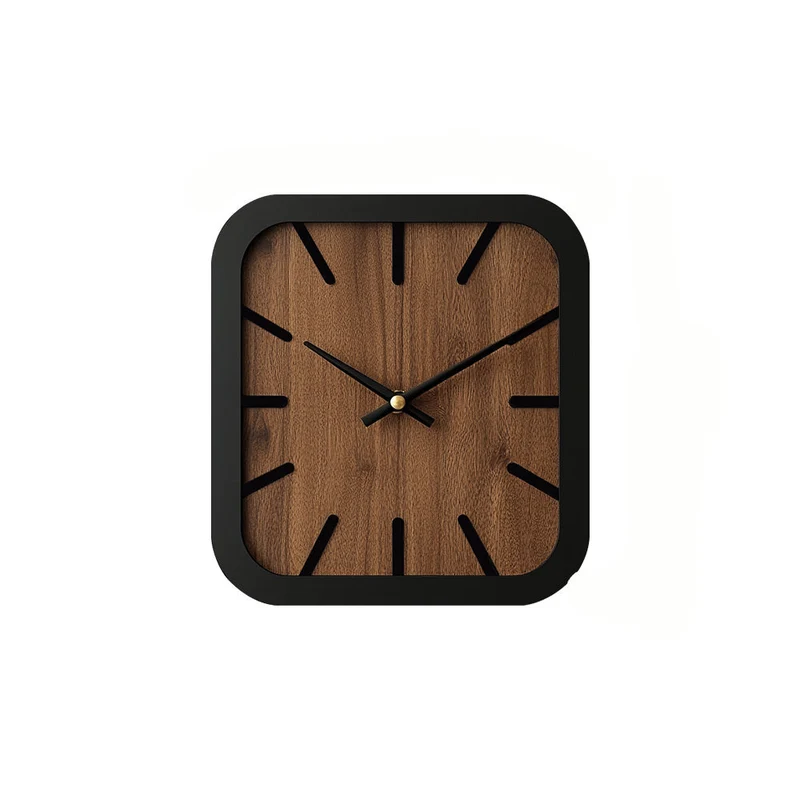 Euroselle Handcrafted Wooden Square Clock Battery Operated Home Decor