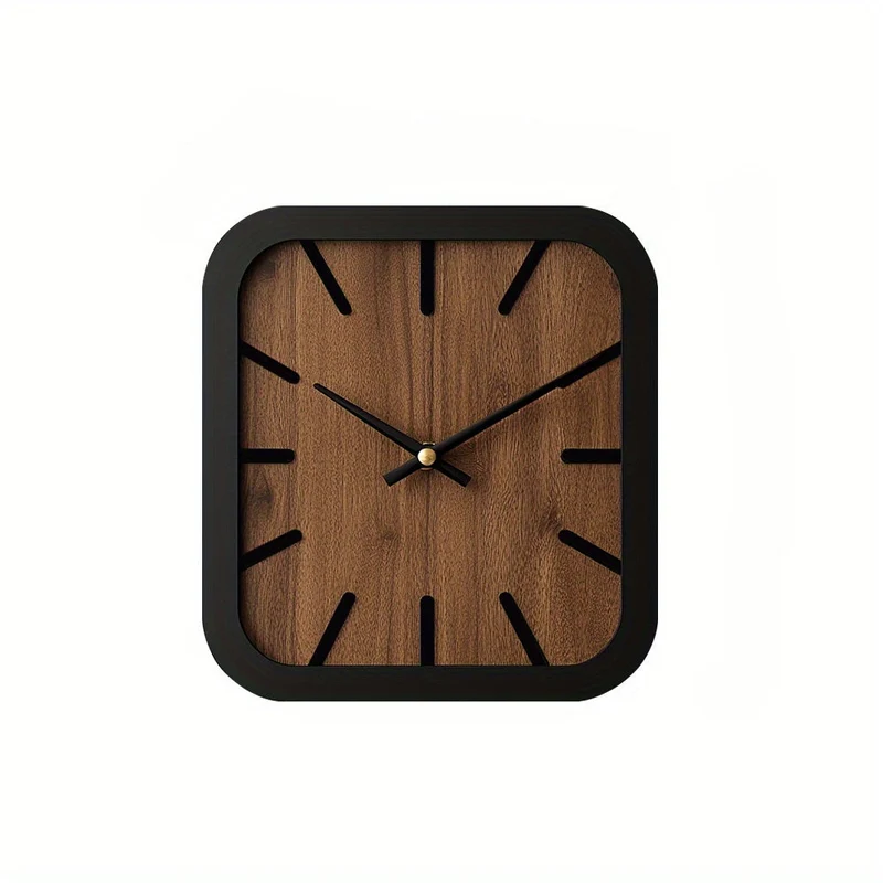 Euroselle Handcrafted Wooden Square Clock Battery Operated Home Decor