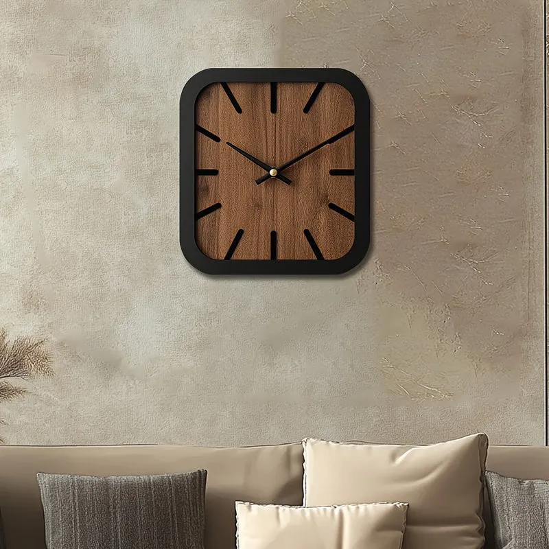 Euroselle Handcrafted Wooden Square Clock Battery Operated Home Decor
