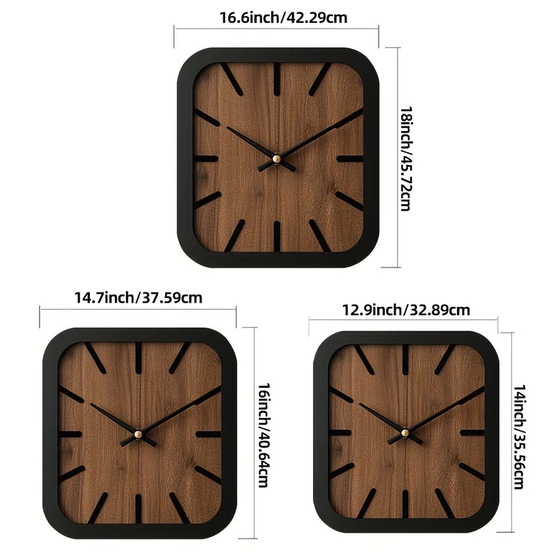 Euroselle Handcrafted Wooden Square Clock Battery Operated Home Decor