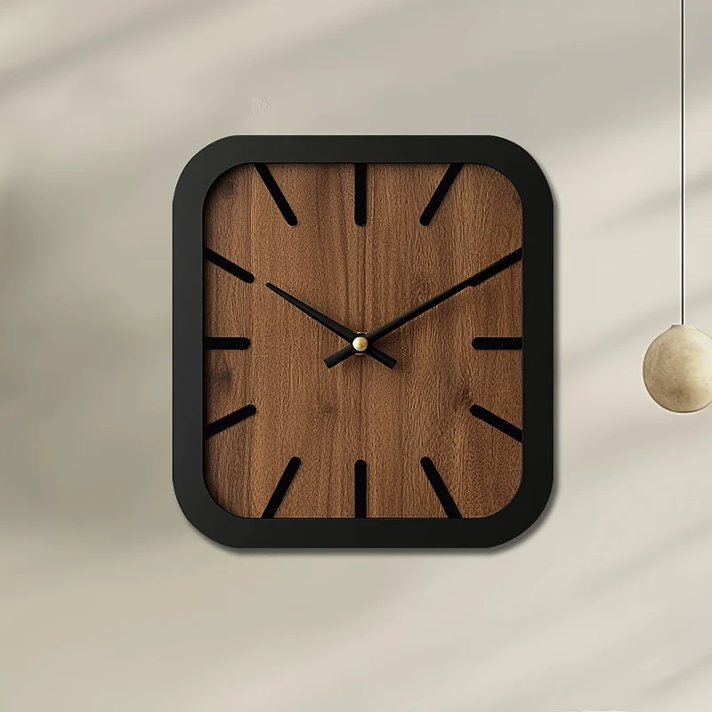 Euroselle Handcrafted Wooden Square Clock Battery Operated Home Decor