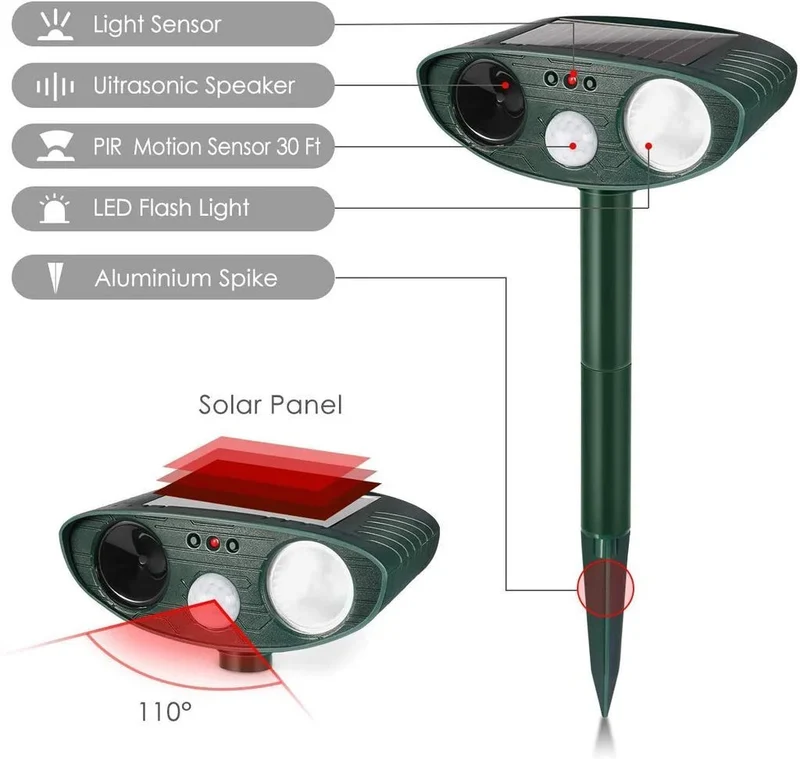 Solar Motion Activated Deer Repeller Ultrasonic 4-Pack Euroselle