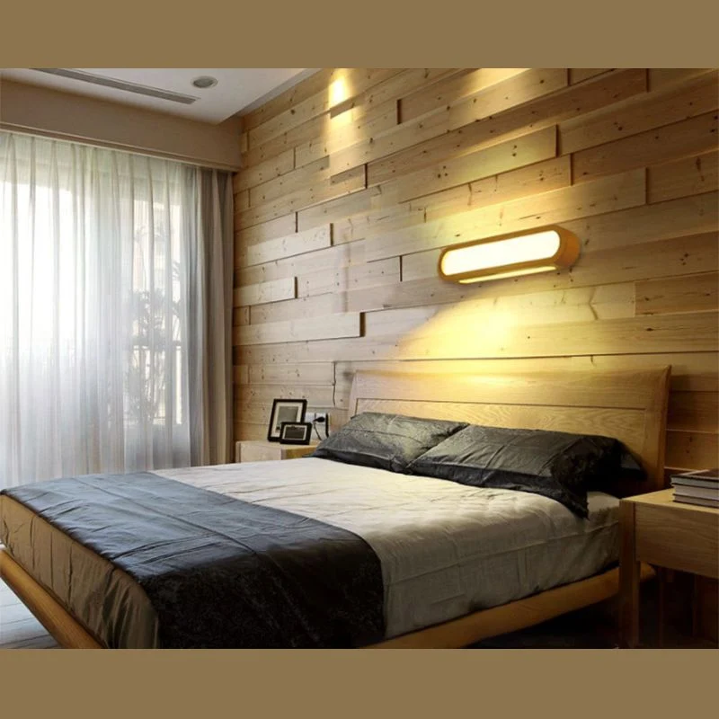 Euroselle Nordic Wooden LED Wall Light for Cozy Bedroom Ambience