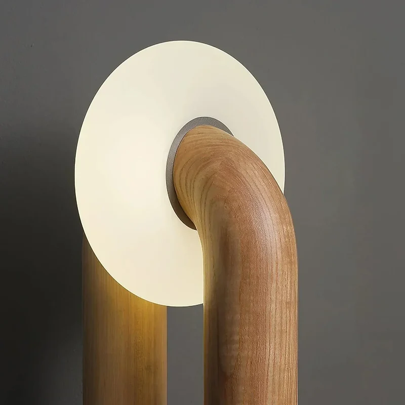Euroselle Arch Light Ash Wood Lamp With Touch Dimming