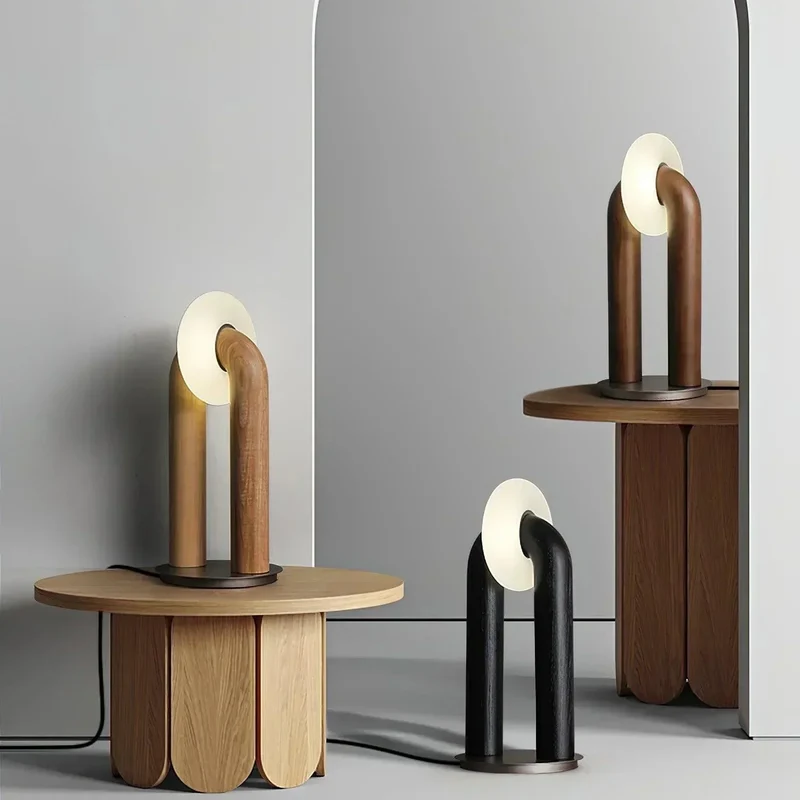 Euroselle Arch Light Ash Wood Lamp With Touch Dimming