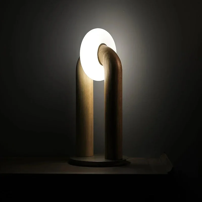 Euroselle Arch Light Ash Wood Lamp With Touch Dimming