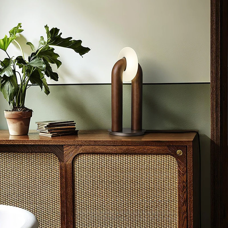Euroselle Arch Light Ash Wood Lamp With Touch Dimming