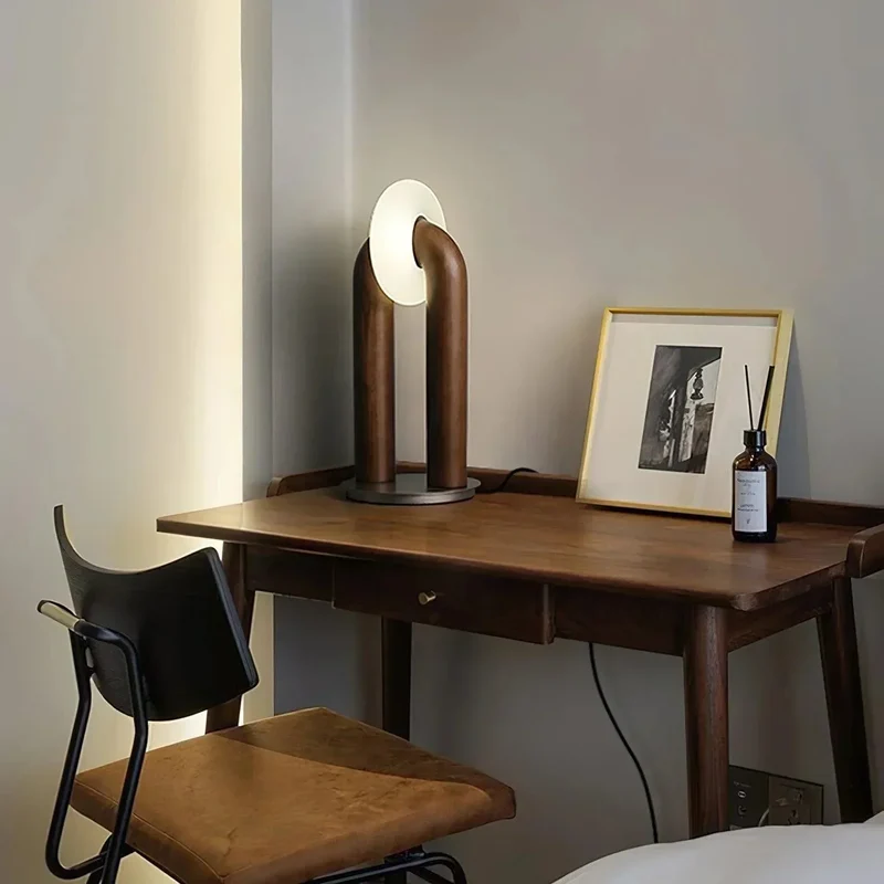 Euroselle Arch Light Ash Wood Lamp With Touch Dimming