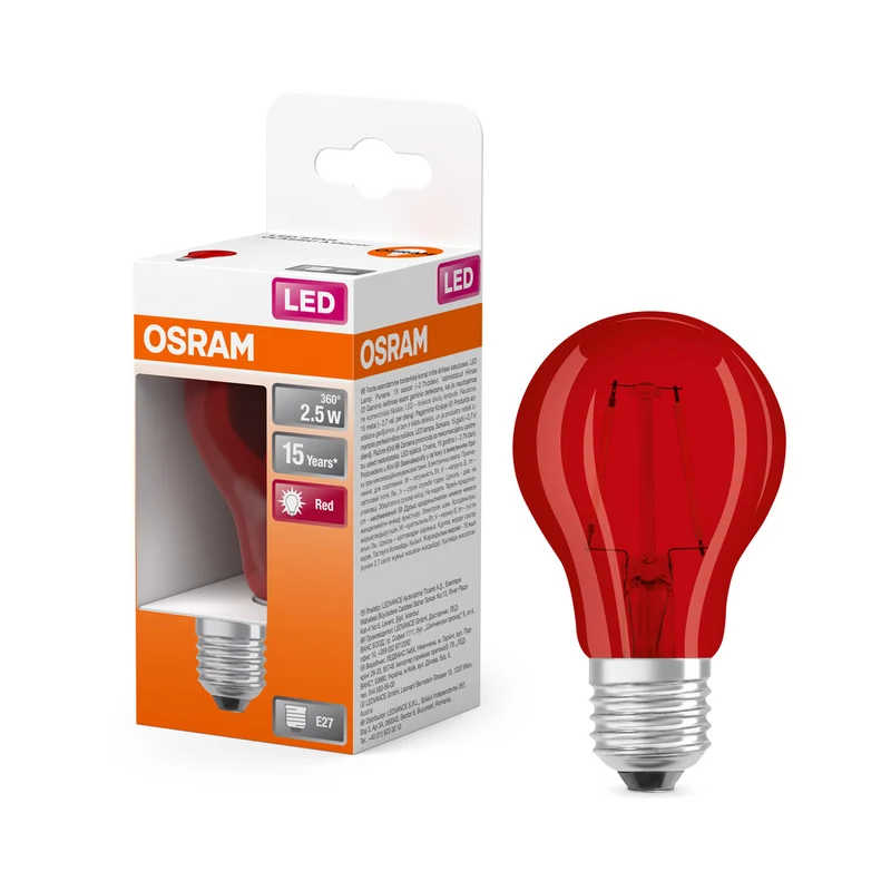 OSRAM LED Lampe LED STAR DÉCOR CLASSIC A 2.5W 510 Red E27, 45 lm, 1000 K, Rot