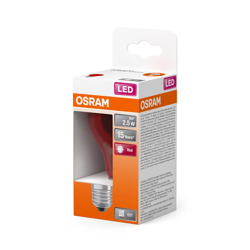 OSRAM LED Lampe LED STAR DÉCOR CLASSIC A 2.5W 510 Red E27, 45 lm, 1000 K, Rot